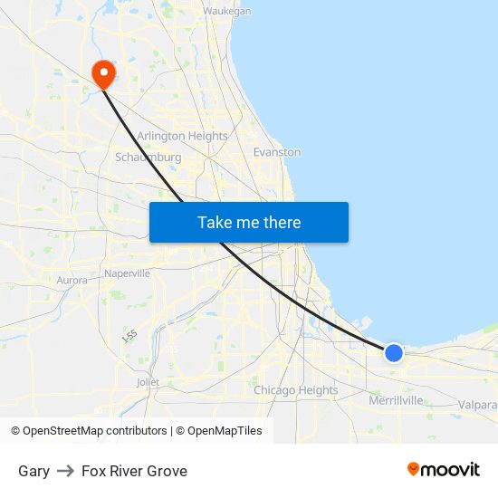 Gary to Fox River Grove map