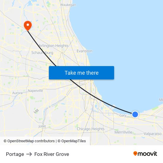 Portage to Fox River Grove map