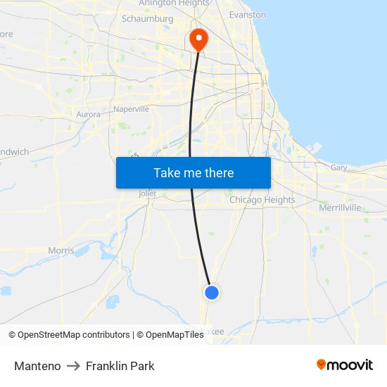 Manteno to Franklin Park map