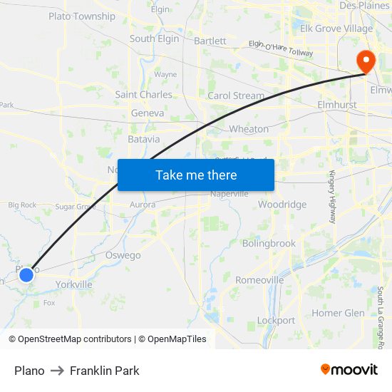 Plano to Franklin Park map