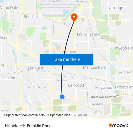 Hillside to Franklin Park map