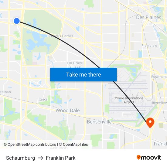 Schaumburg to Franklin Park map