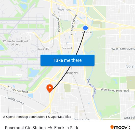 Rosemont Cta Station to Franklin Park map