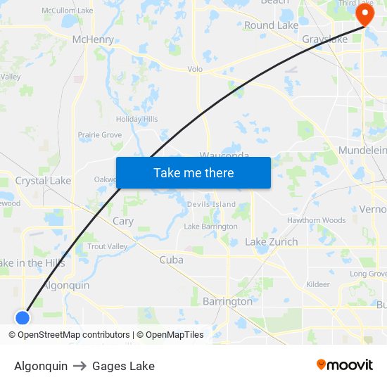 Algonquin to Gages Lake map