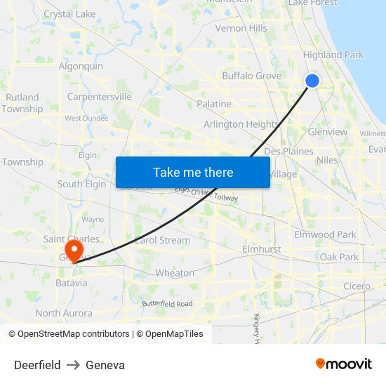 Deerfield to Geneva map