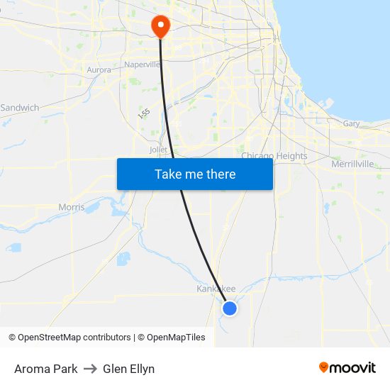 Aroma Park to Glen Ellyn map