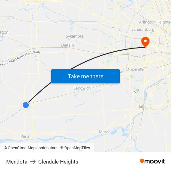 Mendota to Glendale Heights map