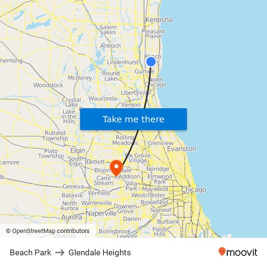 Beach Park to Glendale Heights map