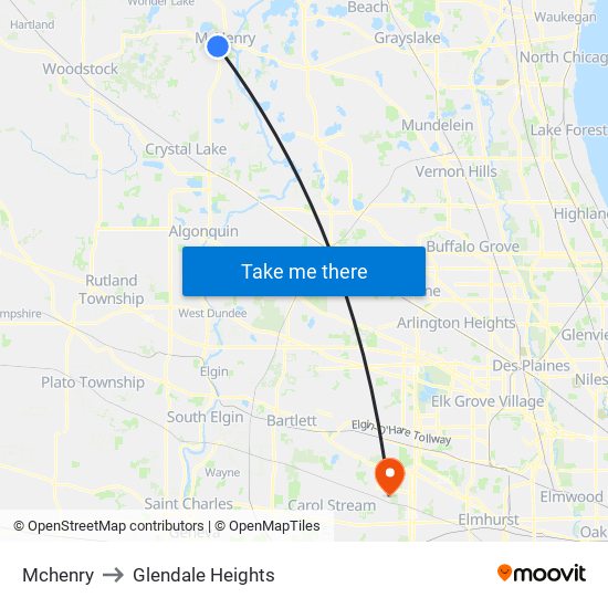 Mchenry to Glendale Heights map