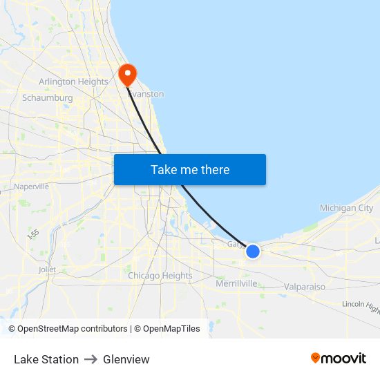 Lake Station to Glenview map