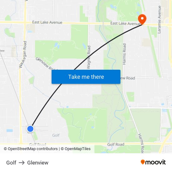 Golf to Glenview map