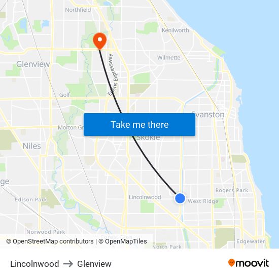 Lincolnwood to Lincolnwood map
