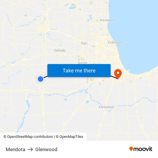 Mendota to Glenwood map