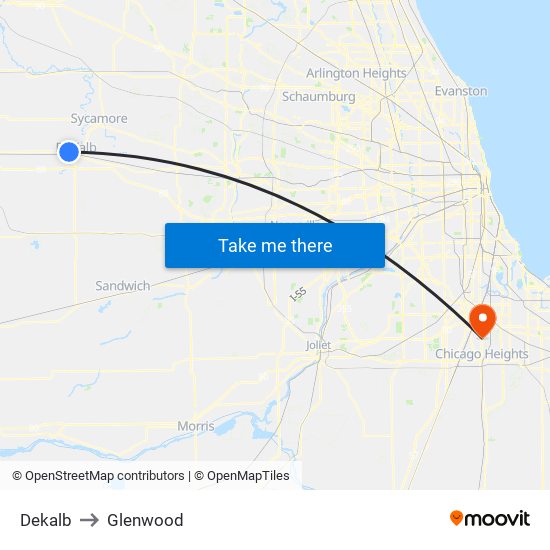 Dekalb to Glenwood map