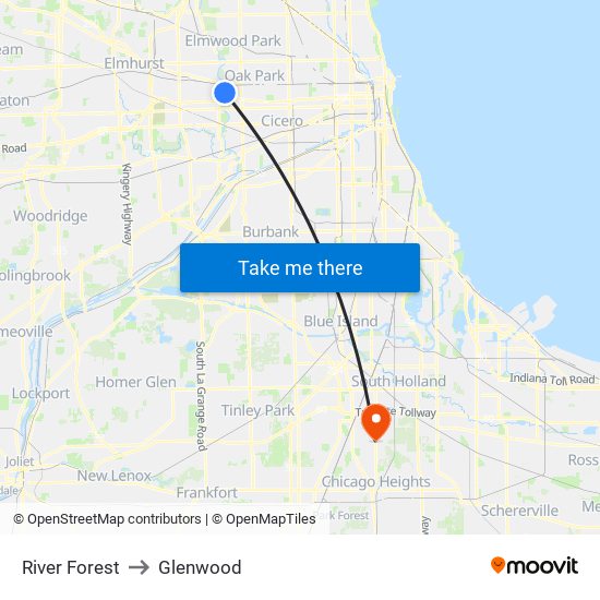 River Forest to River Forest map