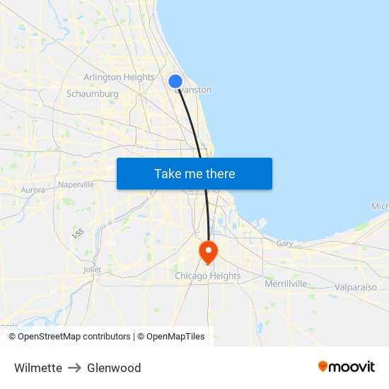 Wilmette to Glenwood map