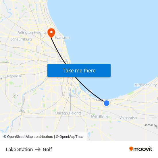 Lake Station to Golf map