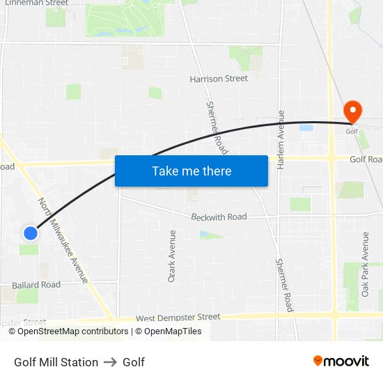 Golf Mill Station to Golf map