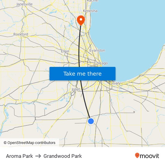 Aroma Park to Grandwood Park map