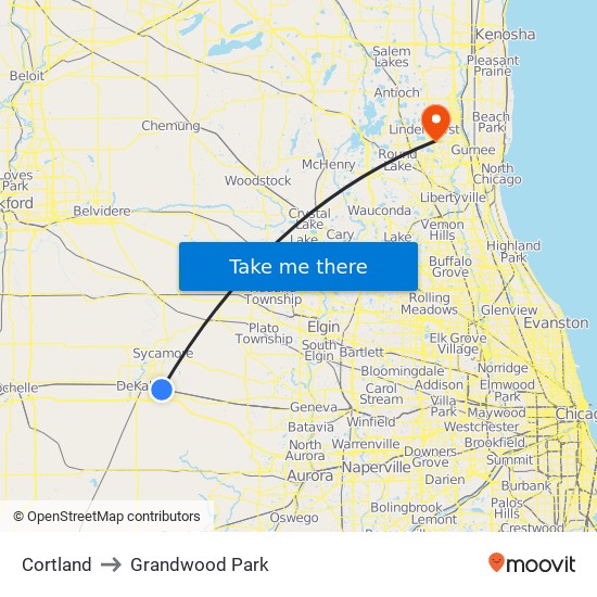 Cortland to Grandwood Park map