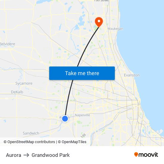 Aurora to Grandwood Park map