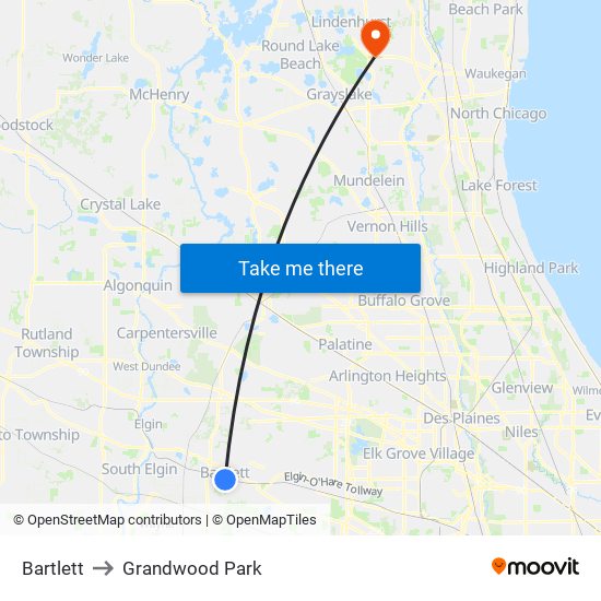 Bartlett to Grandwood Park map