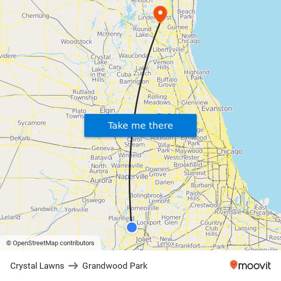 Crystal Lawns to Grandwood Park map