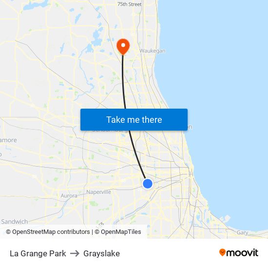 La Grange Park to Grayslake map