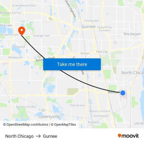 North Chicago to North Chicago map