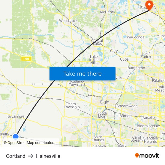 Cortland to Hainesville map
