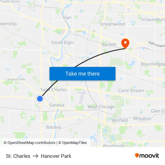 St. Charles to Hanover Park map