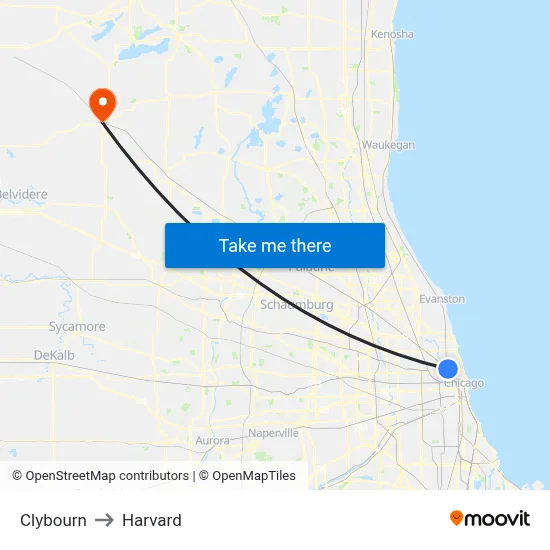 Clybourn to Harvard map