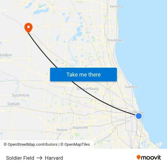Soldier Field to Harvard map
