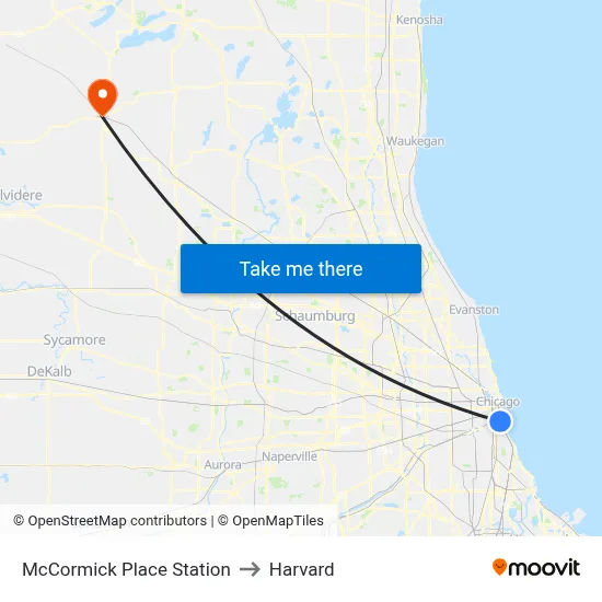 McCormick Place Station to Harvard map