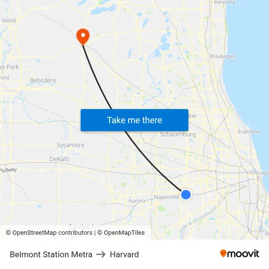 Belmont Station Metra to Harvard map