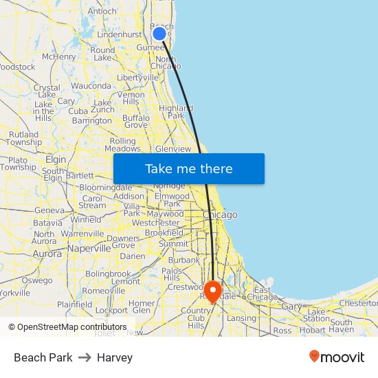 Beach Park to Harvey map