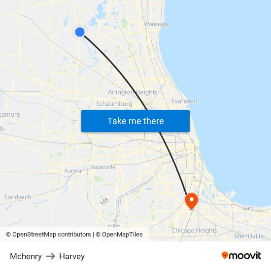 Mchenry to Harvey map