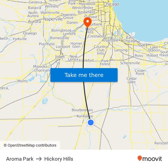 Aroma Park to Hickory Hills map