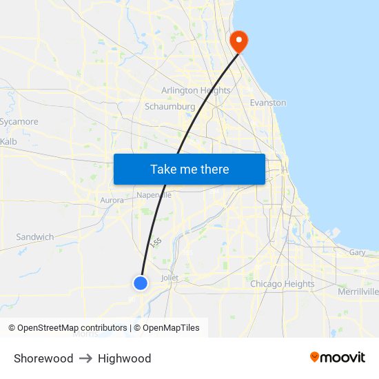 Shorewood to Shorewood map