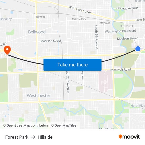 Forest Park to Hillside map