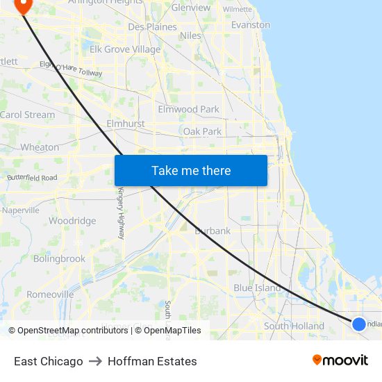 East Chicago to East Chicago map