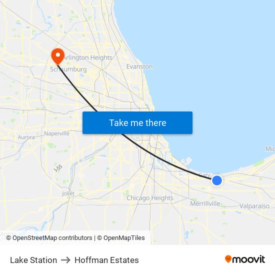 Lake Station to Hoffman Estates map