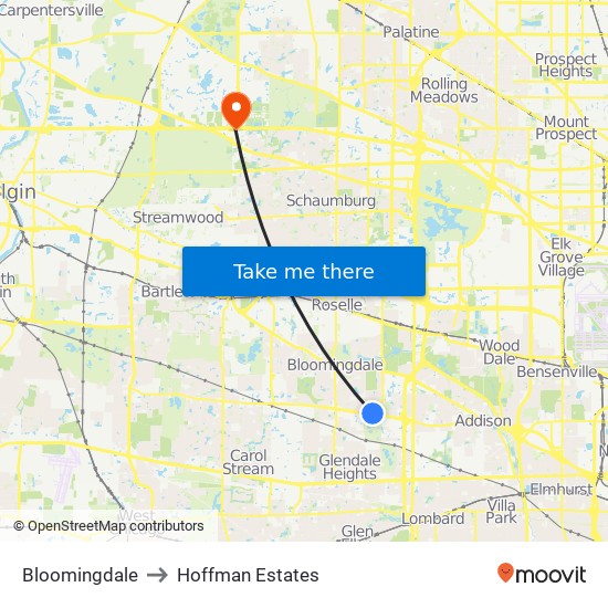 Bloomingdale to Hoffman Estates map