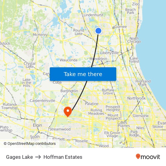 Gages Lake to Hoffman Estates map