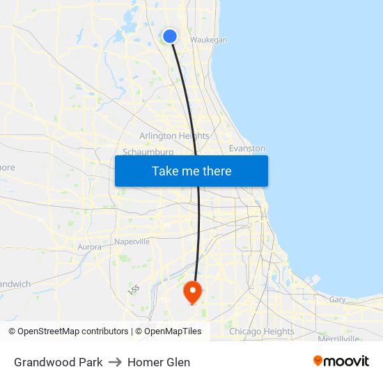 Grandwood Park to Homer Glen map