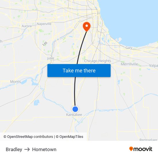 Bradley to Hometown map