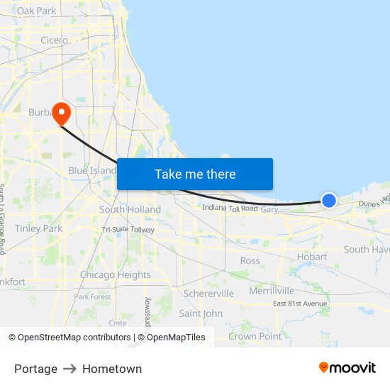 Portage to Hometown map