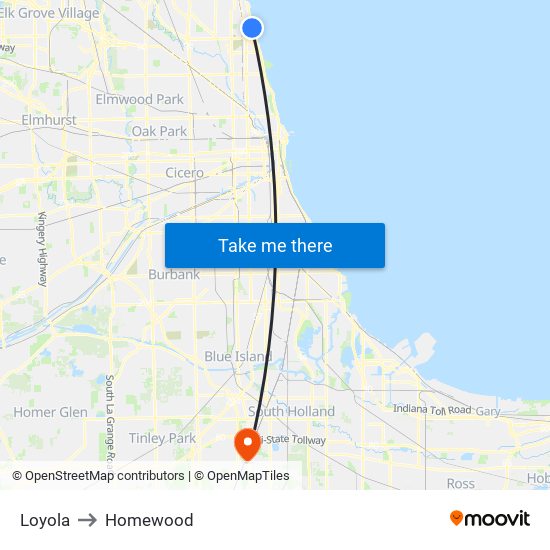 Loyola to Homewood map