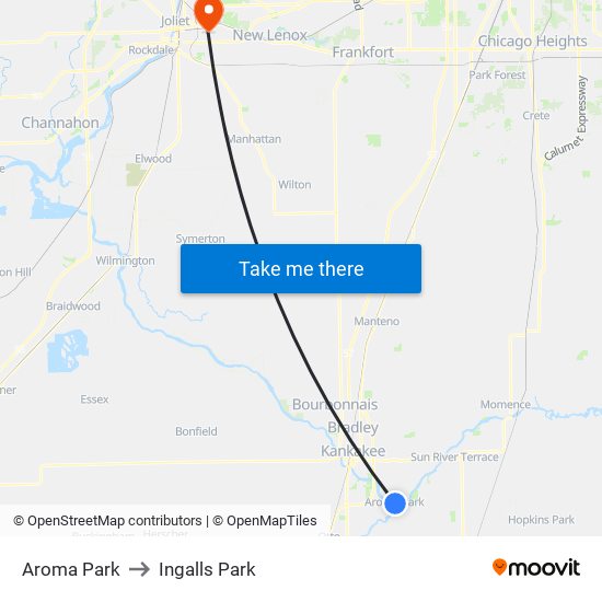 Aroma Park to Ingalls Park map