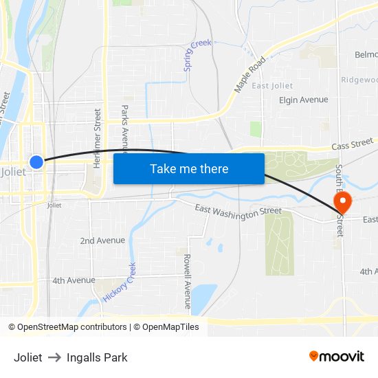 Joliet to Ingalls Park map